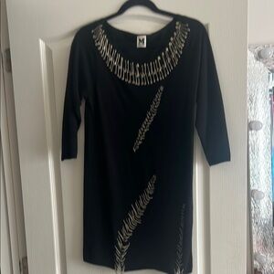 Missoni Embellished Black Silver 3/4 Sleeve mini sweater dress